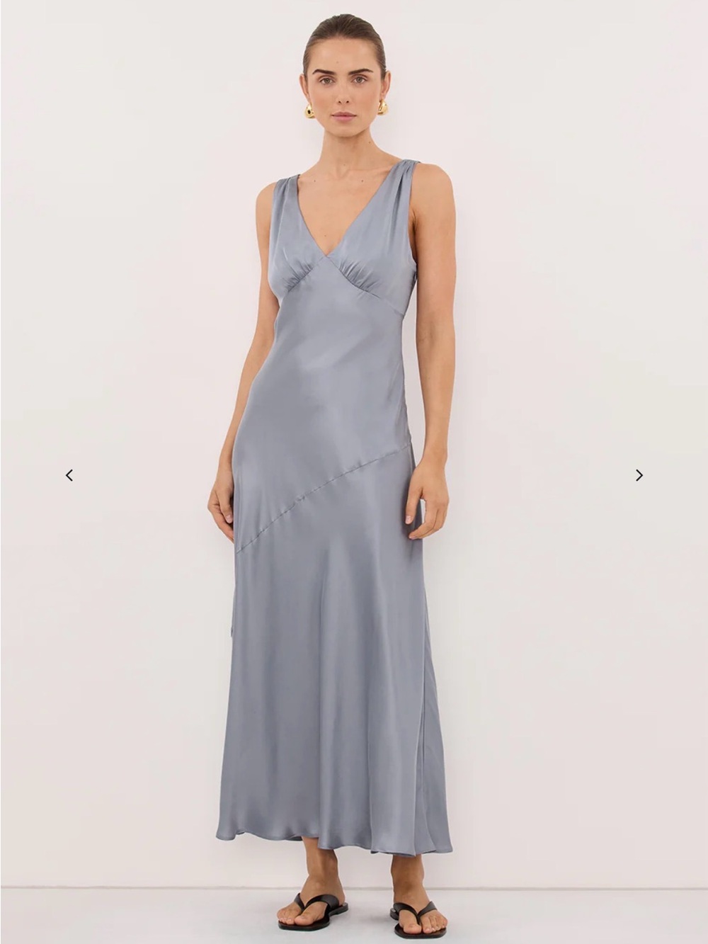 DISSH Silky Slate Blue V-Neck Maxi Dress